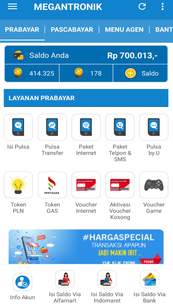 Tampilan aplikasi Megantronik